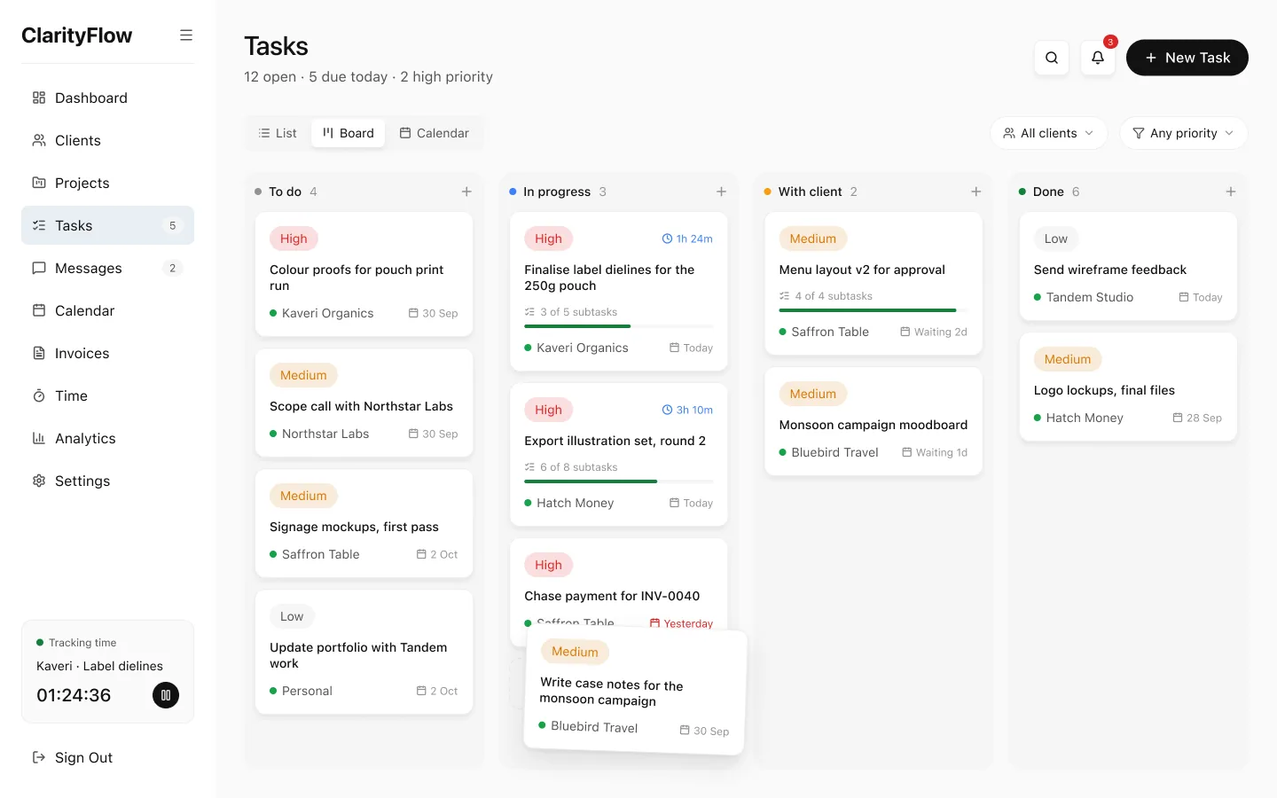 Tasks as a board