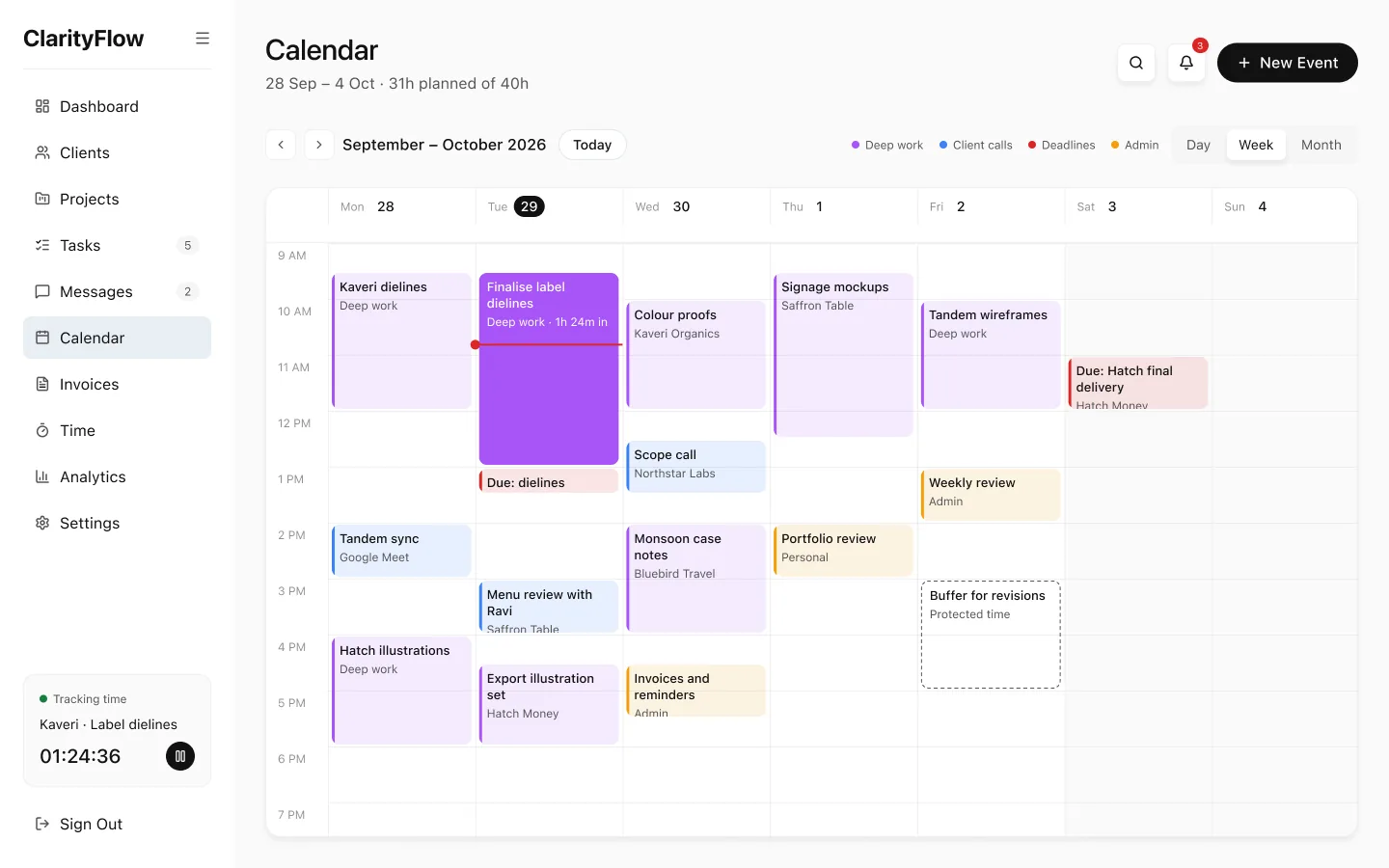 Calendar week view